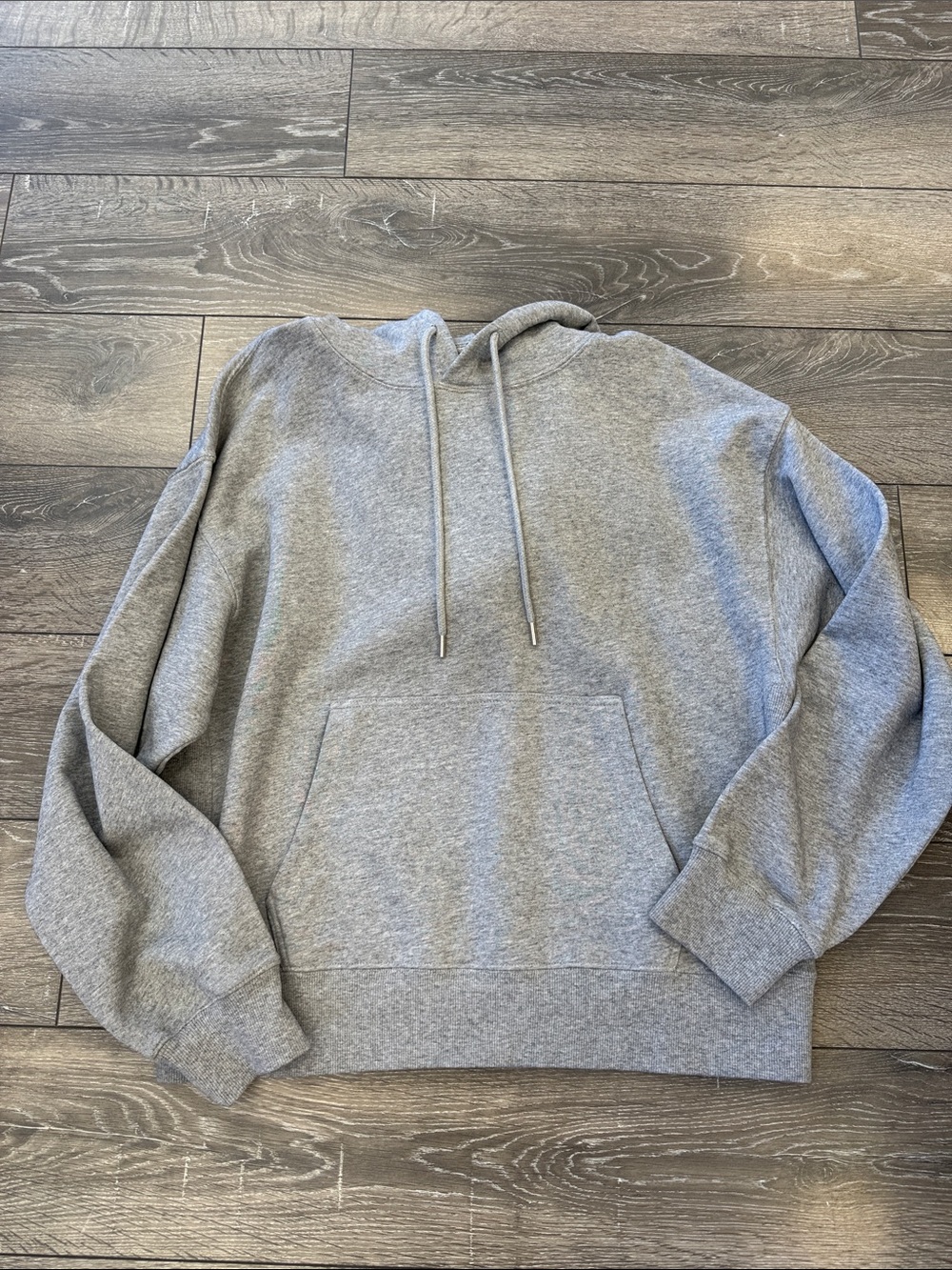 Women's Grey Pullover Hoodie with Kangaroo Pocket